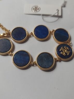 Tory Burch Blue Stone Gold-Frame Bracelet